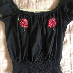 Rose embroidered shirt